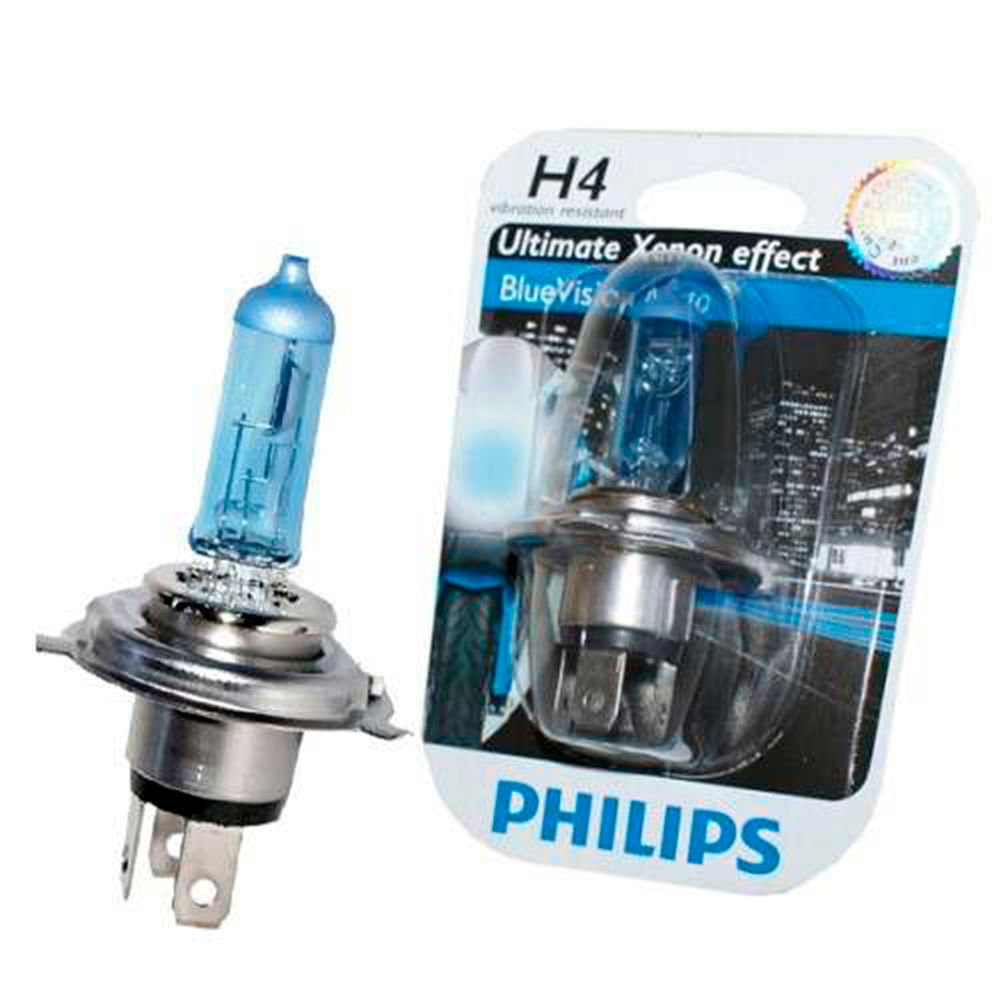Lâmpada Philips Farol Moto H4 60/55W Blue Vision JMJmotos